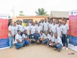Aliu mahama and the UEN team at the launch Of the community health campaign at Abeka.  
