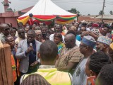 Founder of UEN with the MCE of Asawase, Halidu Seidu and community stakeholders for the sod cutting and commencement of phase 1 desilting of the Aboabo rive.  partnering  with the Asawase metro and Undaglow group for this project in 2017