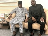 Left. President olusegun Obasanjo former president of Nigeria with FAYAD Aliu Mahama, ceo of UEN and Undaglow group