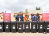 Presentation of dustbins and other hygiene products for the abeka market and community as part of our corporate social responsibility and to create an awareness for a clean society